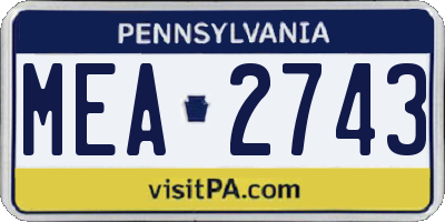 PA license plate MEA2743