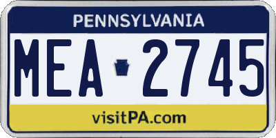 PA license plate MEA2745