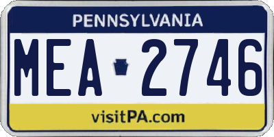 PA license plate MEA2746