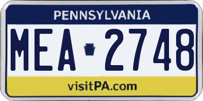 PA license plate MEA2748