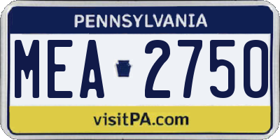 PA license plate MEA2750