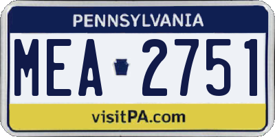 PA license plate MEA2751