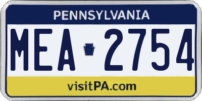 PA license plate MEA2754