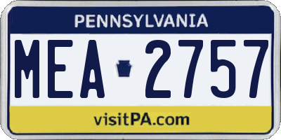 PA license plate MEA2757