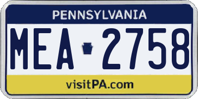 PA license plate MEA2758