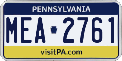 PA license plate MEA2761