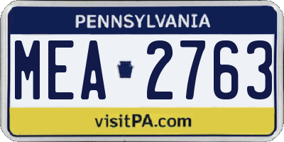 PA license plate MEA2763