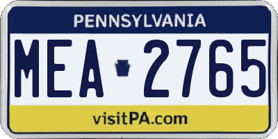 PA license plate MEA2765