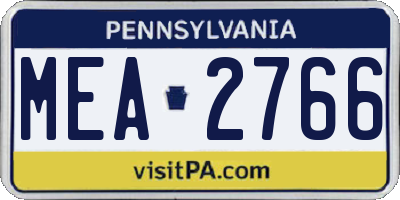 PA license plate MEA2766