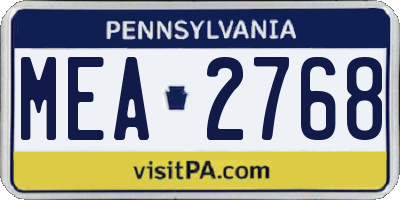 PA license plate MEA2768