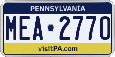 PA license plate MEA2770