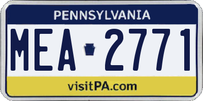PA license plate MEA2771