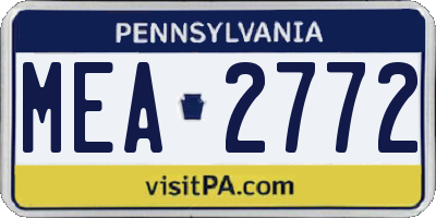 PA license plate MEA2772