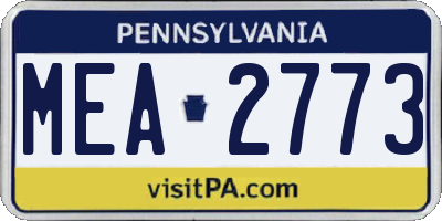 PA license plate MEA2773