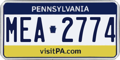 PA license plate MEA2774