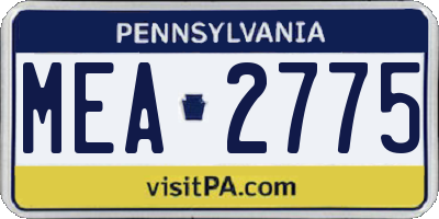 PA license plate MEA2775