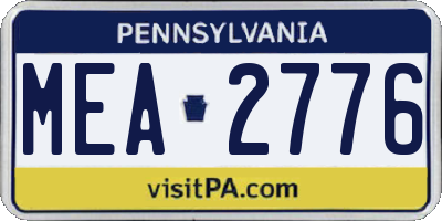 PA license plate MEA2776