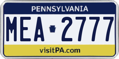 PA license plate MEA2777