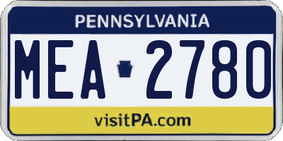PA license plate MEA2780