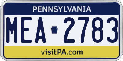 PA license plate MEA2783