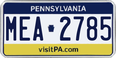 PA license plate MEA2785
