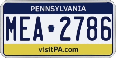 PA license plate MEA2786