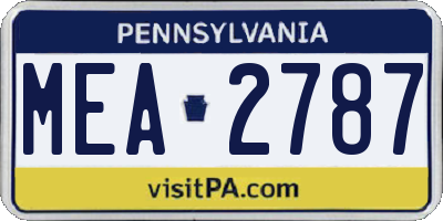 PA license plate MEA2787