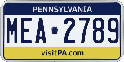 PA license plate MEA2789