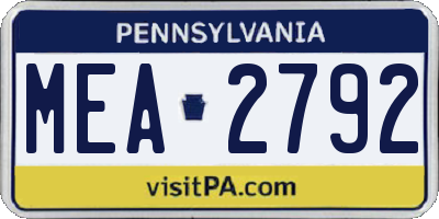 PA license plate MEA2792