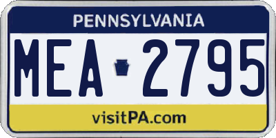 PA license plate MEA2795