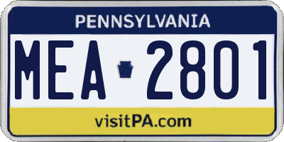 PA license plate MEA2801