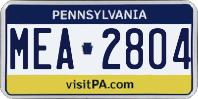 PA license plate MEA2804