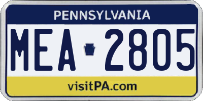 PA license plate MEA2805