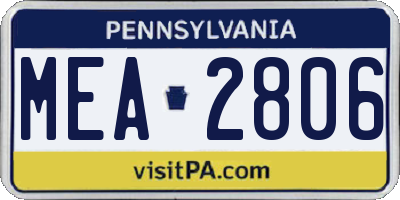 PA license plate MEA2806
