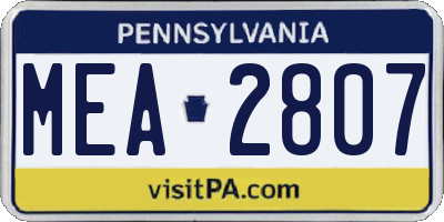 PA license plate MEA2807