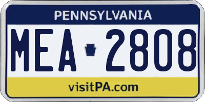 PA license plate MEA2808