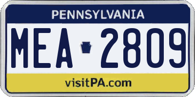 PA license plate MEA2809