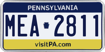 PA license plate MEA2811