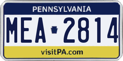 PA license plate MEA2814