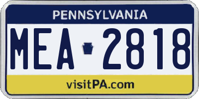PA license plate MEA2818