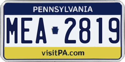 PA license plate MEA2819