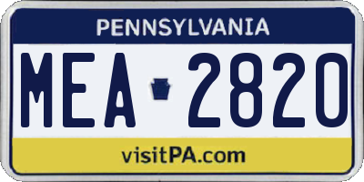 PA license plate MEA2820