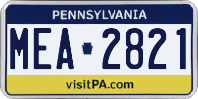 PA license plate MEA2821