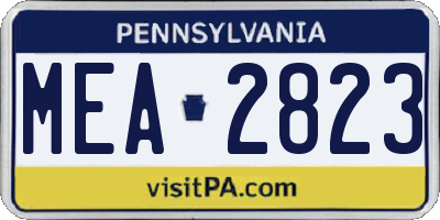 PA license plate MEA2823