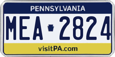 PA license plate MEA2824