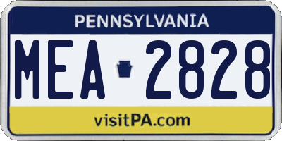 PA license plate MEA2828