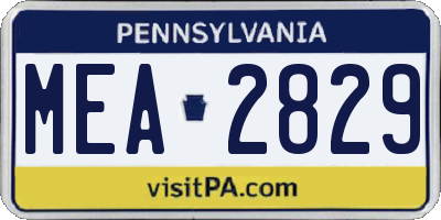 PA license plate MEA2829