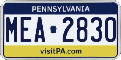 PA license plate MEA2830