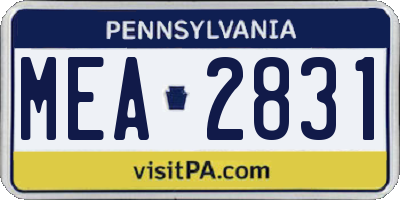 PA license plate MEA2831
