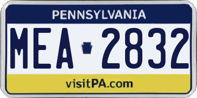 PA license plate MEA2832